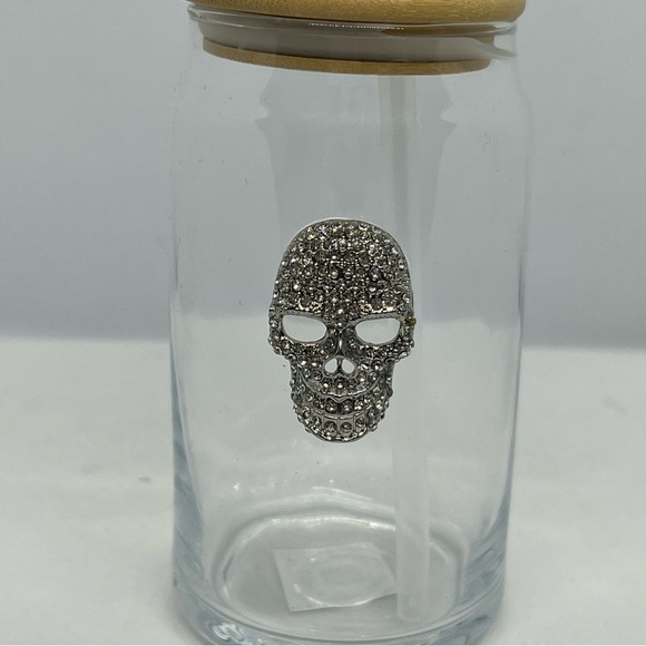 Home Essentials and Beyond Silver Skull Sippy Mason Jar - Picture 2 of 6